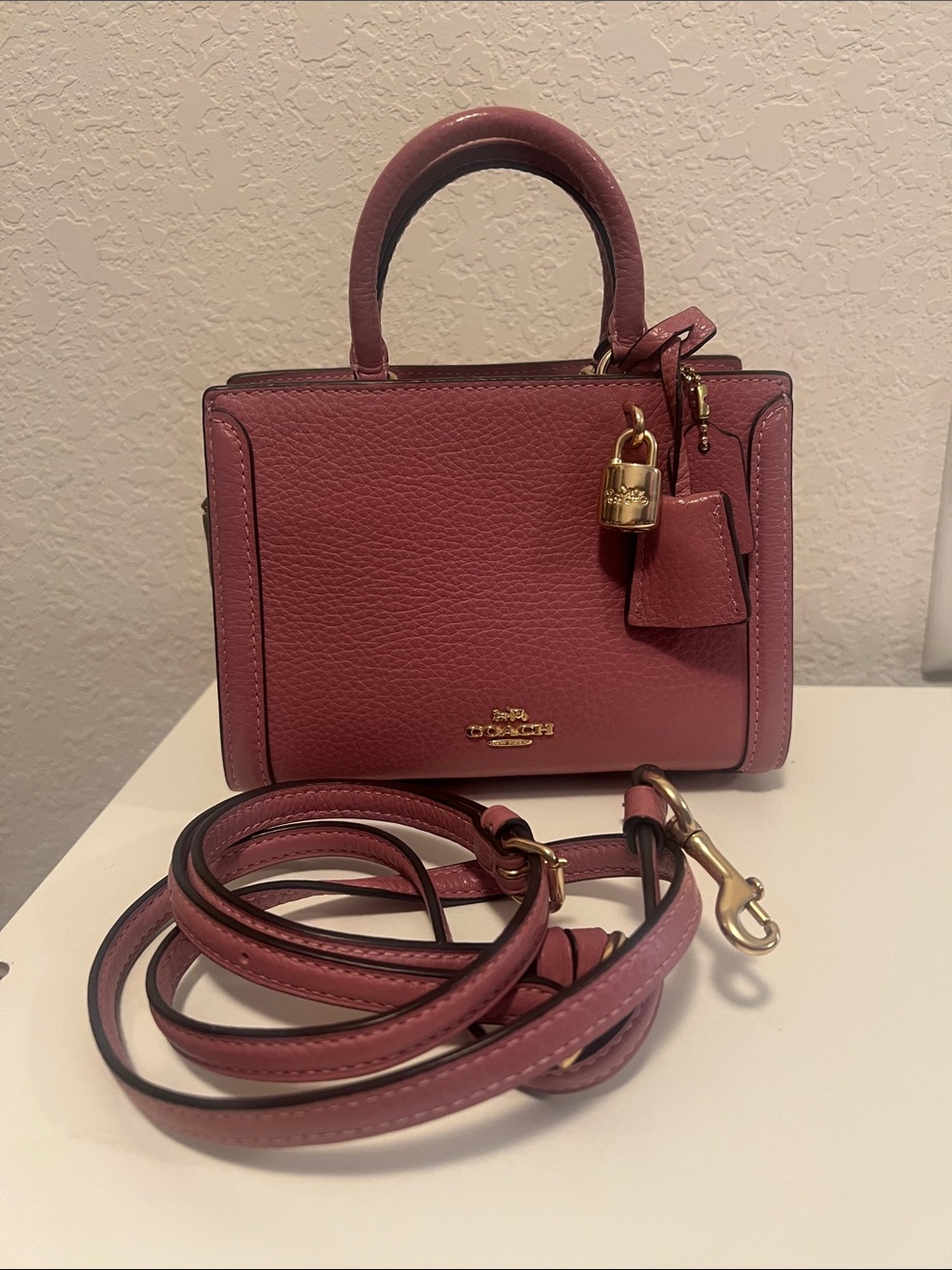 Coach Mini Satchel in Rosewood with Gold Hardware
